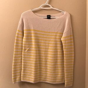 Gap boatneck yellow and white striped sweater